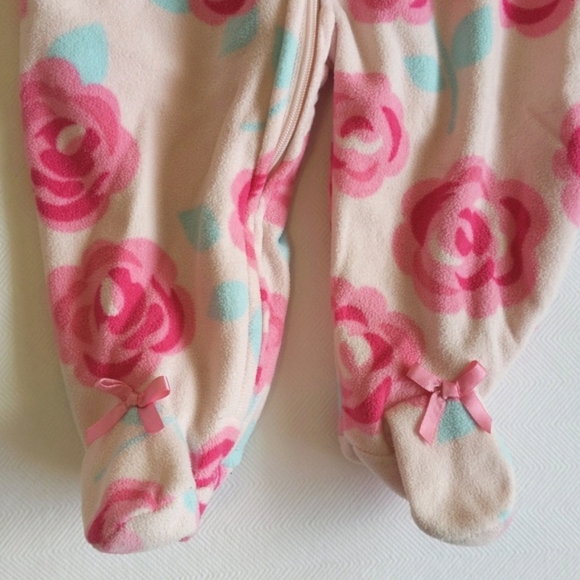 koala baby rose floral fleece zipper footie sleeper pajamas 3-6 months baby girl - Picture 2 of 5